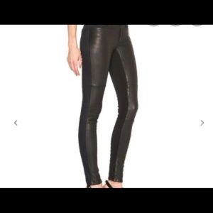 NWT Superfine half leather half denim pants!